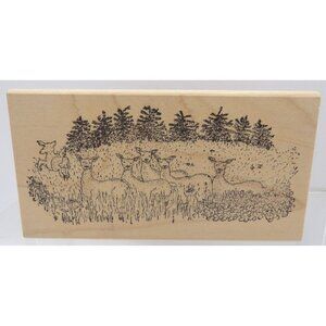 Herd of Deer Stamp in the Field by Portfolio #K-485 Wildlife